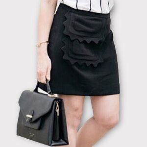 Victoria Beckham Black Scallop Trim Pocket Mini Skirt Size Medium